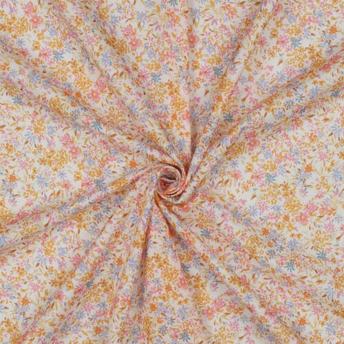 Baumwoll Voile Digital kleine Blumen - cremeweiss