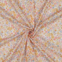 Baumwoll Voile Digital kleine Blumen - cremeweiss