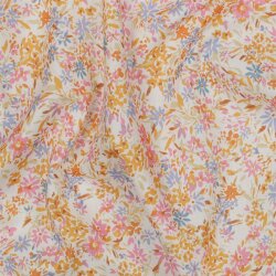 Baumwoll Voile Digital kleine Blumen - cremeweiss