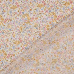 Baumwoll Voile Digital kleine Blumen - cremeweiss