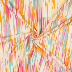 Viskosestoff Digital bunte Streifen - creme