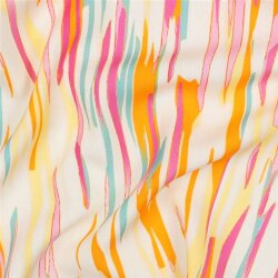 Viskosestoff Digital bunte Streifen - creme