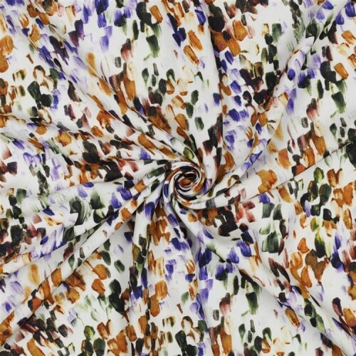 Viskosestoff Digital Tupfenmuster - creme