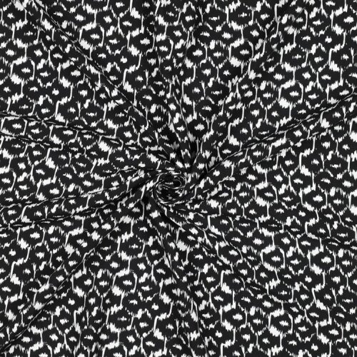 Viskosestoff Musterstreifen - schwarz