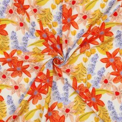 Viskosestoff Digital Blumen - creme