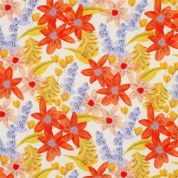 Viskosestoff Digital Blumen - creme