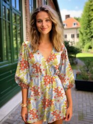 Viskosestoff Digital Blumen - creme