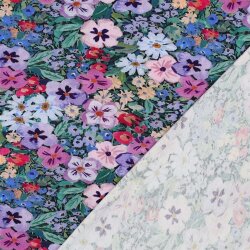 Viskose Jersey Digital Blumen - dunkelblau
