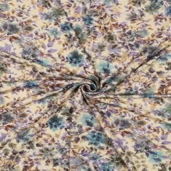 Viskose Baumwolljersey Digital Blumen - SAND