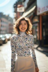 Viskose Baumwolljersey Digital Blumen - SAND