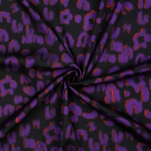 Viskose SATIN Digital Tiere SKIN - schwarz