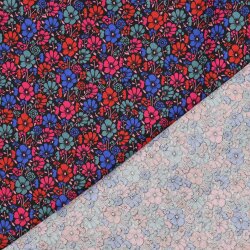 Beschichtete Baumwolle Blumen - schwarz