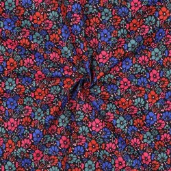 Beschichtete Baumwolle Blumen - schwarz