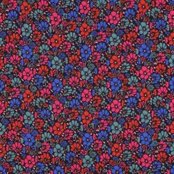 Beschichtete Baumwolle Blumen - schwarz