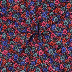 Beschichtete Baumwolle Blumen - schwarz