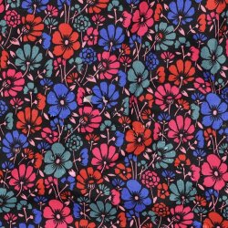 Beschichtete Baumwolle Blumen - schwarz