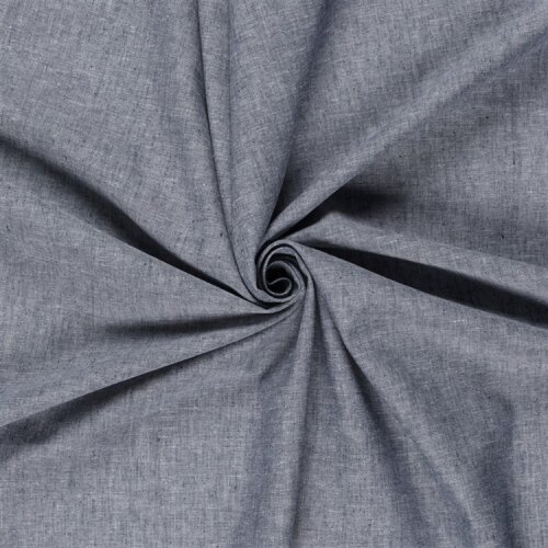 Leinen Chambray Uni Meliert - dunkelblau