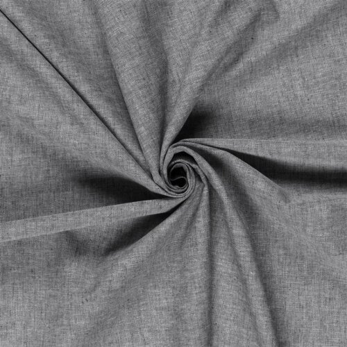 Leinen Chambray Uni Meliert - schwarz