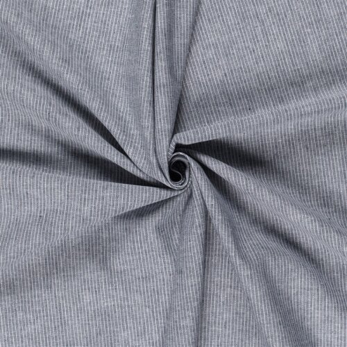 Leinen Chambray Mini Streifen Melange - dunkelblau