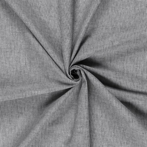 Leinen Chambray Mini Streifen Melange - schwarz