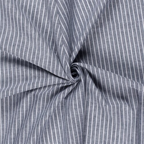 Leinen Chambray Streifen Melange - dunkelblau