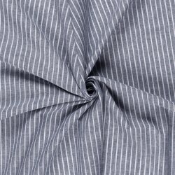 Leinen Chambray Streifen Melange - dunkelblau