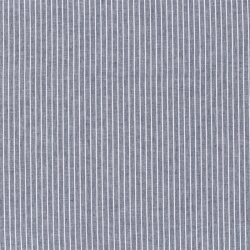 Leinen Chambray Streifen Melange - dunkelblau