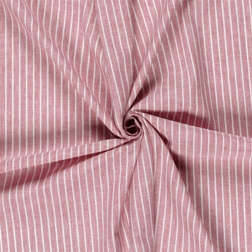 Leinen Chambray Streifen Melange - dunkelrot