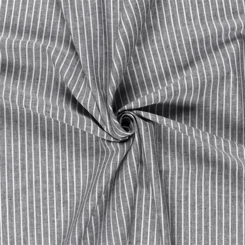Leinen Chambray Streifen Melange - schwarz
