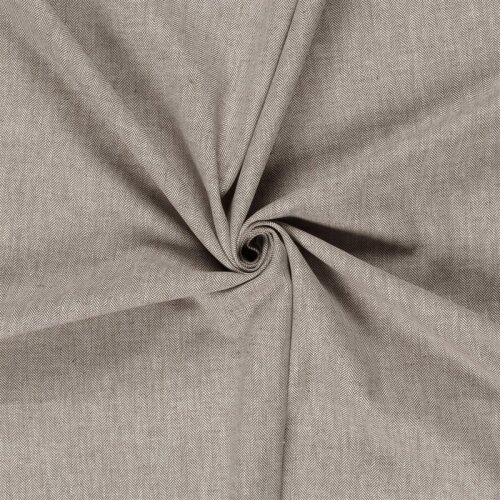 Leinen Chambray Fischgräte Melange - schoko