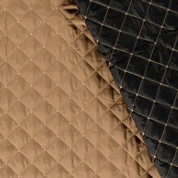 Steppstoff Gefüttert Karo´s - dunkelbeige
