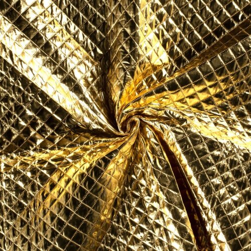 Steppstoff Gefüttert Glanz Karo´s - gold