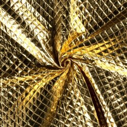 Steppstoff Gefüttert Glanz Karo´s - gold
