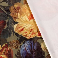 Dekostoff Samt-Optik Digital große Blüten - oliv