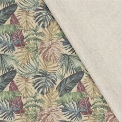 Dekostoff Leinen-Optik Blätter - beige