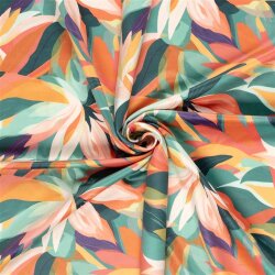 Dekostoff Samt-Optik Digital Blüten - petrol