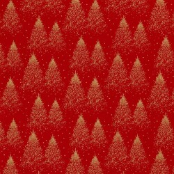 Baumwollpopeline Foliendruck Weihnachtsbaum - rot
