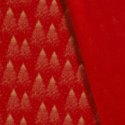 Baumwollpopeline Foliendruck Weihnachtsbaum - rot