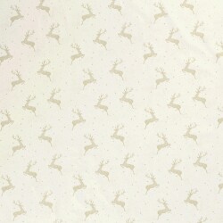 Baumwollpopeline Foliendruck springende Hirsche - creme
