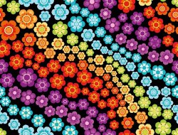 Modestoff Dekostoff Digital Blumenregenbogen - schwarz
