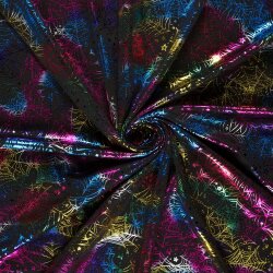 Folienjersey buntes Spinnennetz - schwarz