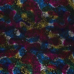Folienjersey buntes Spinnennetz - schwarz