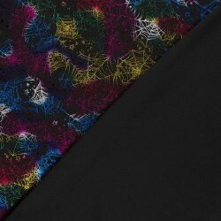 Folienjersey buntes Spinnennetz - schwarz