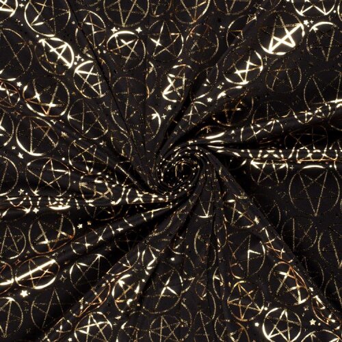 Folienjersey goldene Sterne - schwarz