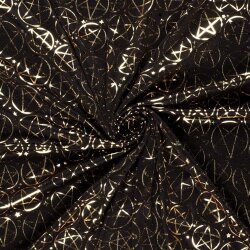 Folienjersey goldene Sterne - schwarz