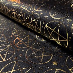 Folienjersey goldene Sterne - schwarz