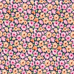 Wintersweat Digital bunte Blumen - nachtblau