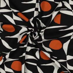 Leinen Viskose Halbkreise - schwarz/orange