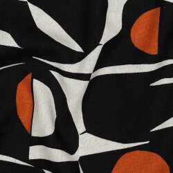 Leinen Viskose Halbkreise - schwarz/orange