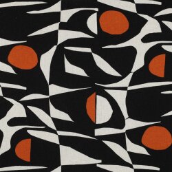 Leinen Viskose Halbkreise - schwarz/orange